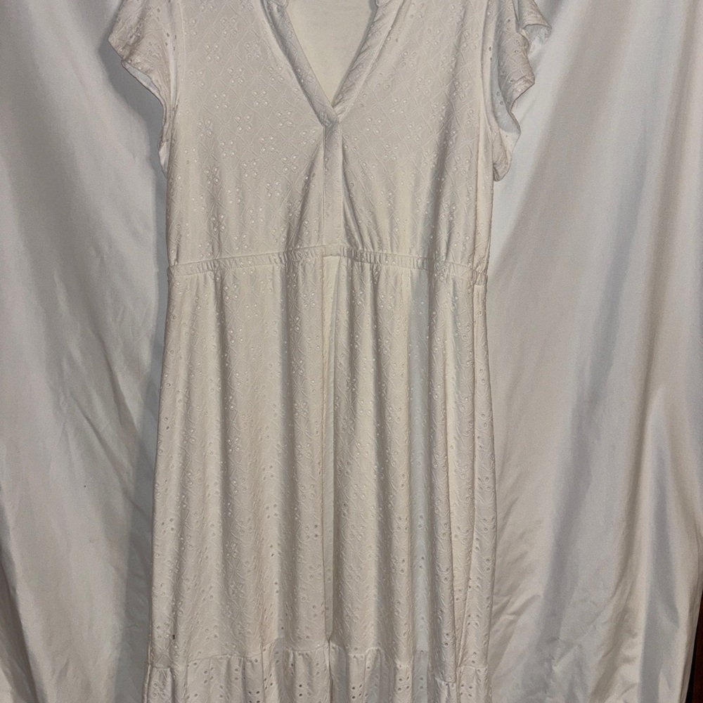 Wallpapher Women’s Boho Crochet White Dress,‎ Size L